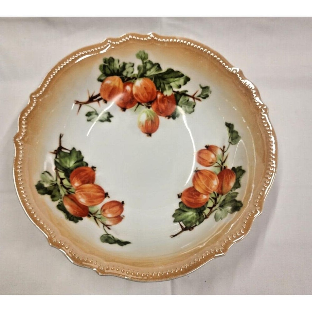 Antique PK Silesia Germany 1914-1918 Large 9" Luster ware porcelain fruit bowl